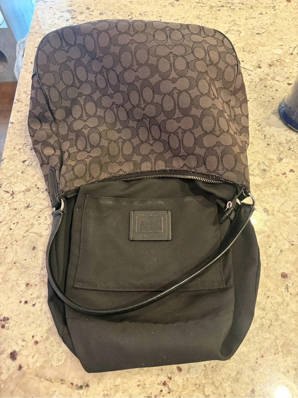 Coach Grey/Blk Canvas Shoulder Bag